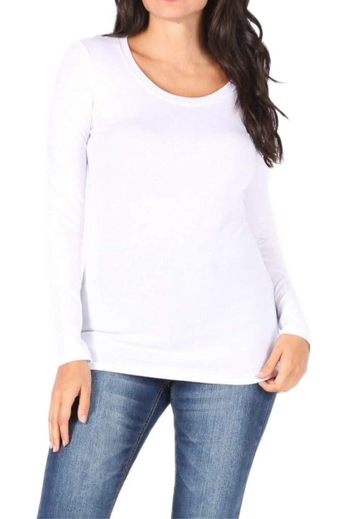 Women's Basic Long Sleeve Round Neck Tee FashionJOA