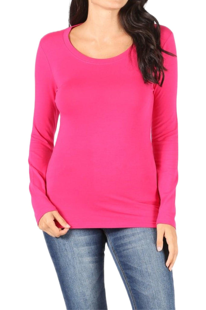 Women's Basic Long Sleeve Round Neck Tee FashionJOA