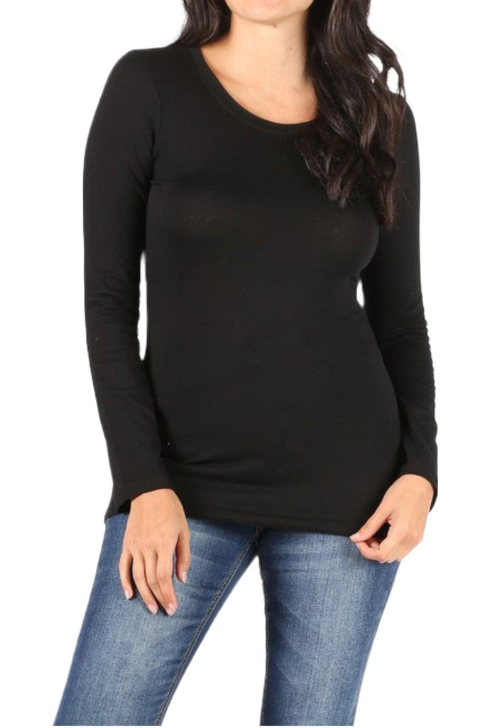 Women's Basic Long Sleeve Round Neck Tee FashionJOA