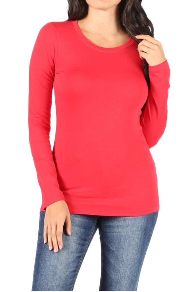 Women's Basic Long Sleeve Round Neck Tee FashionJOA