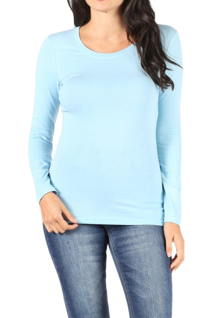 Women's Basic Long Sleeve Round Neck Tee FashionJOA