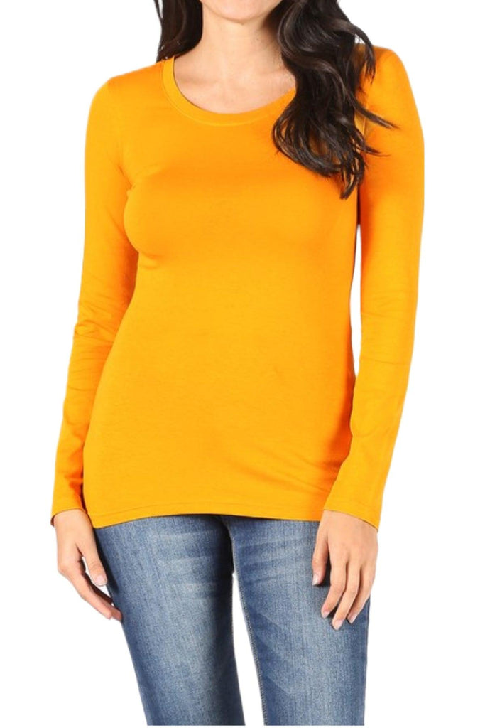 Women's Basic Long Sleeve Round Neck Tee FashionJOA