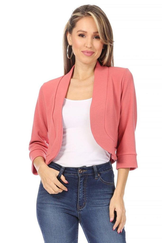 Women's Casual 3/4 Sleeve Bolero Open Front Cardigan FashionJOA