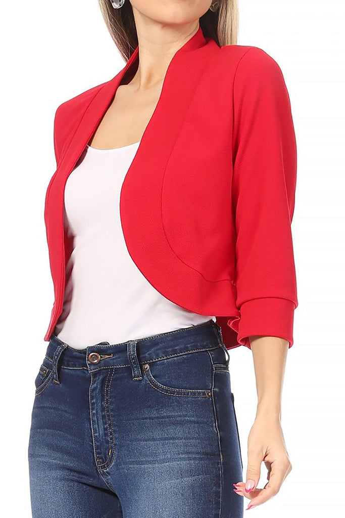 Women's Casual 3/4 Sleeve Bolero Open Front Cardigan FashionJOA