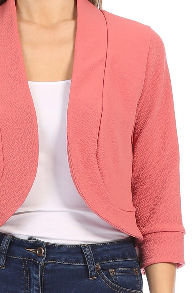 Women's Casual 3/4 Sleeve Bolero Open Front Cardigan FashionJOA