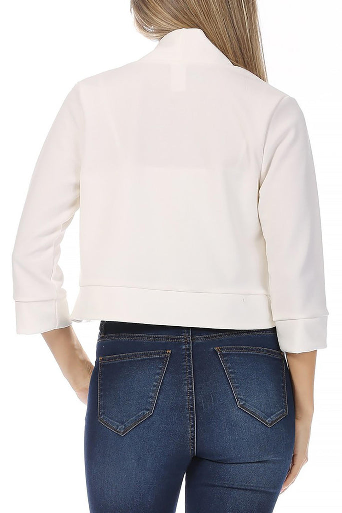 Women's Casual 3/4 Sleeve Bolero Open Front Cardigan Jacket Work Office Blazer FashionJOA