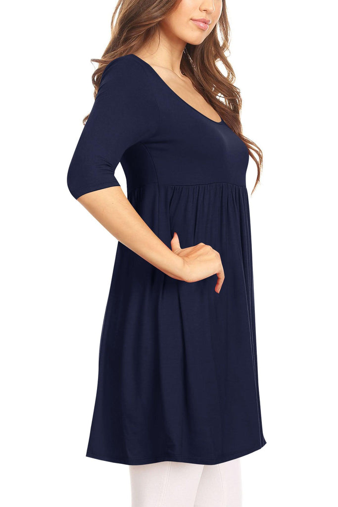 Women's Casual 3/4 Sleeves Baby Doll Style Solid Mini Dress Maternity FashionJOA