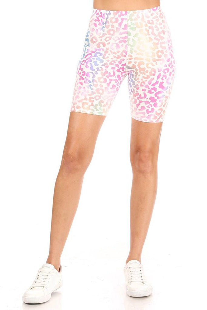 Women's Casual Animal Printed Elastic High Waist Stretch Biker Shorts FashionJOA