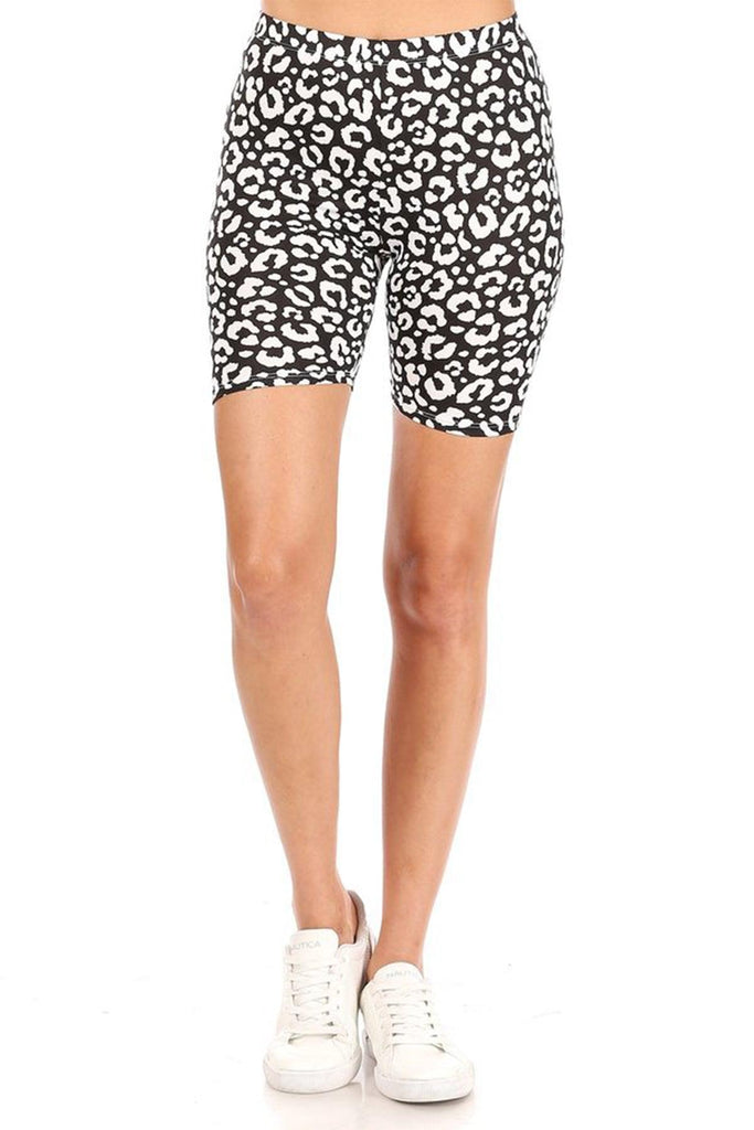 Women's Casual Animal Printed Elastic High Waist Stretch Biker Shorts FashionJOA