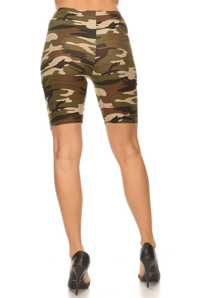 Women's Casual Camo Printed High Waist Slim Stretch Biker Shorts FashionJOA