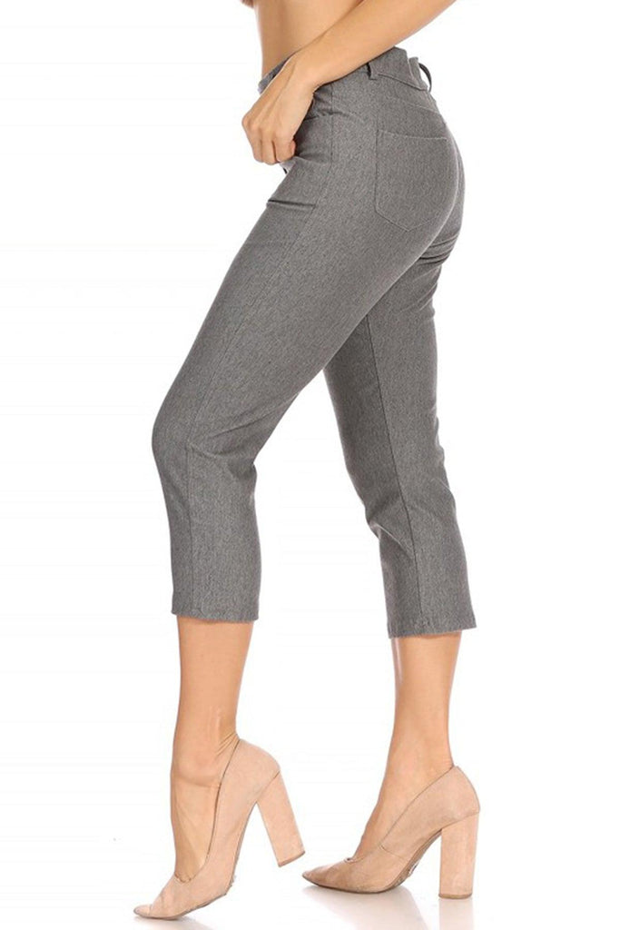 Women's Casual Comfy Slim Pocket Capri Pants FashionJOA