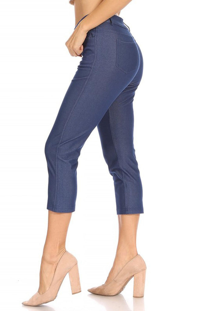 Women's Casual Comfy Slim Pocket Jeggings Jeans Capri Pants FashionJOA