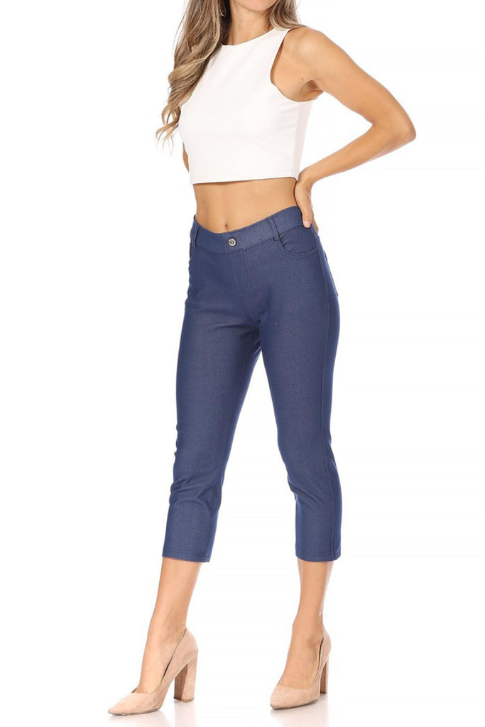 Women's Casual Comfy Slim Pocket Jeggings Jeans Capri Pants FashionJOA