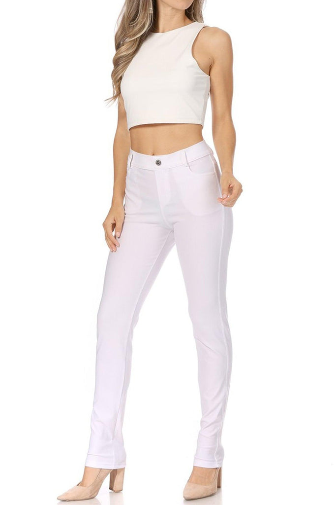 Women's Casual Comfy Slim Pocket Jeggings with Button FashionJOA