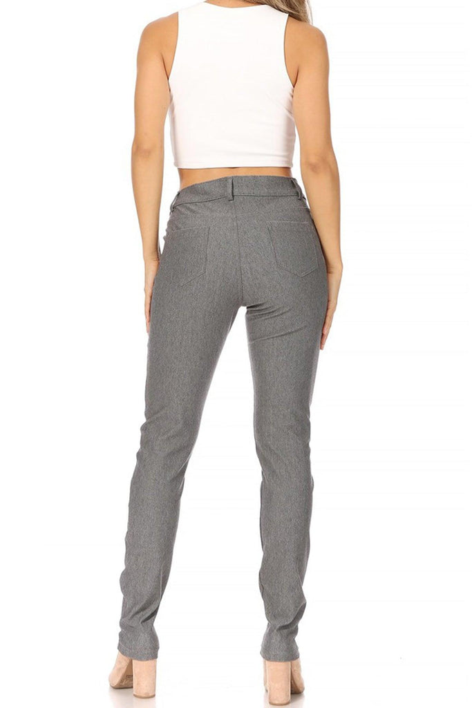 Women's Casual Comfy Slim Pocket Jeggings with Button FashionJOA