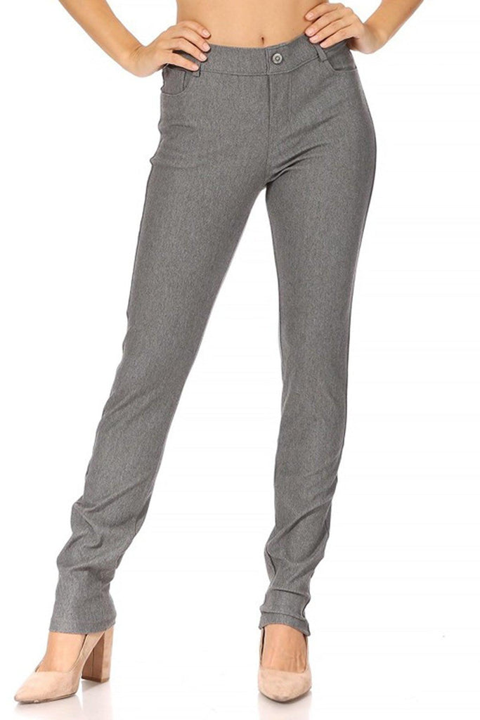 Women's Casual Comfy Slim Pocket Jeggings with Button FashionJOA