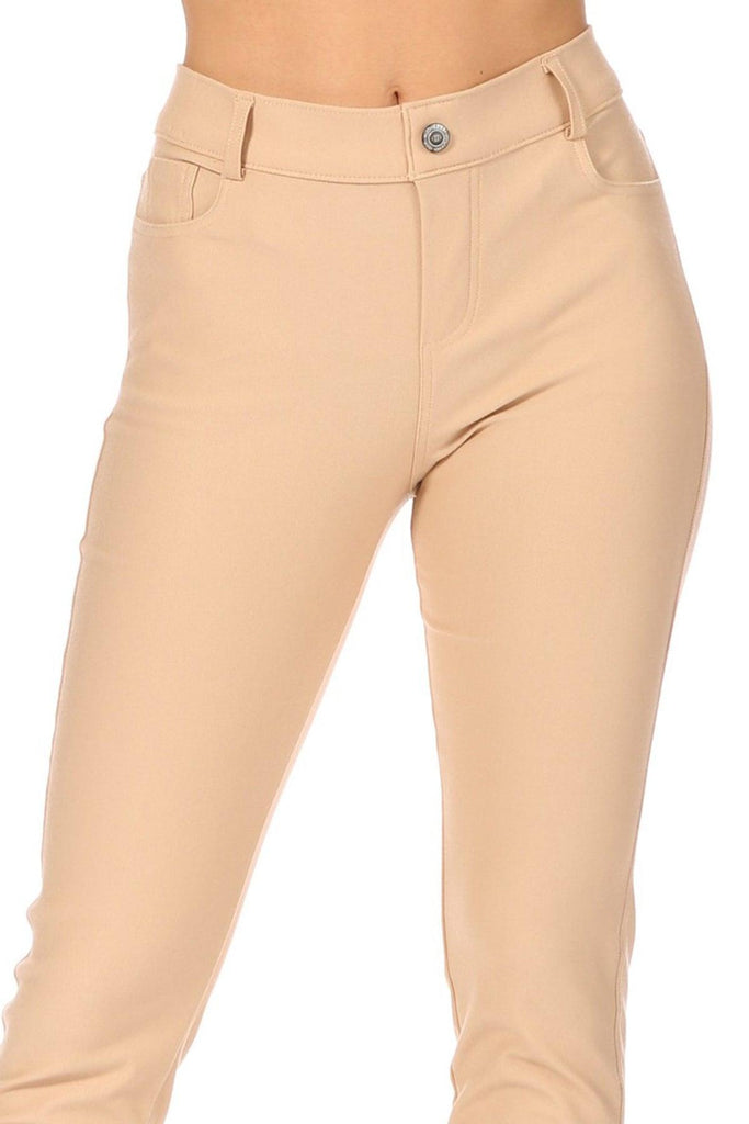 Women's Casual Comfy Slim Pocket Jeggings with Button FashionJOA