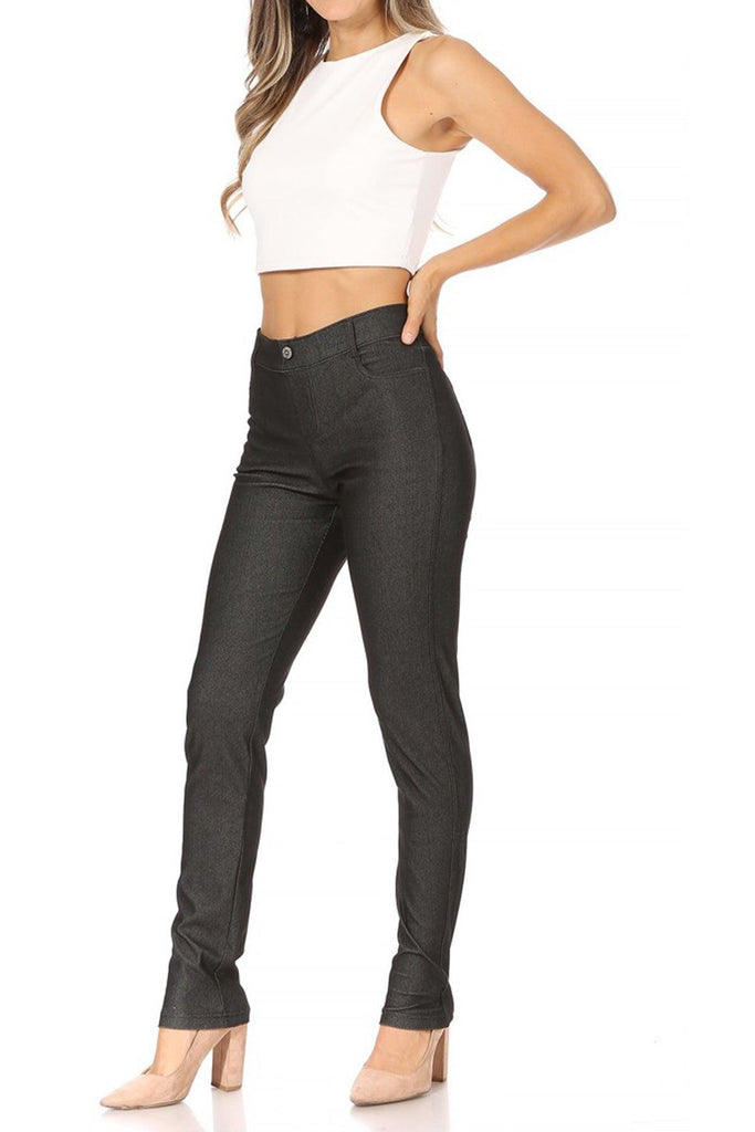 Women's Casual Comfy Slim Pocket Jeggings with Button FashionJOA
