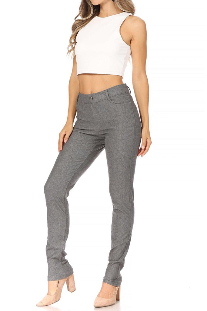 Women's Casual Comfy Slim Pocket Jeggings with Button FashionJOA