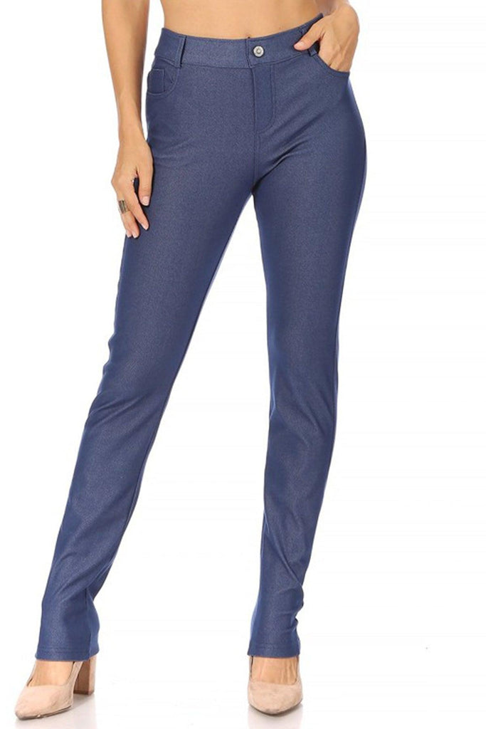 Women's Casual Comfy Slim Pocket Jeggings with Button FashionJOA