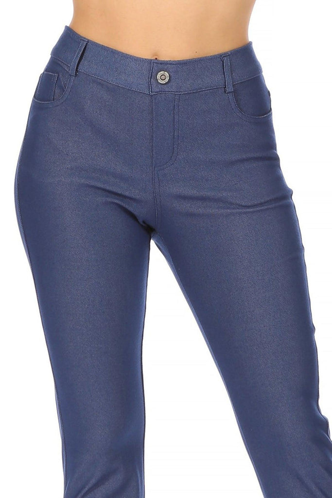 Women's Casual Comfy Slim Pocket Jeggings with Button FashionJOA