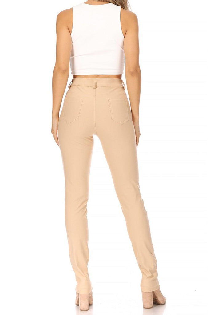 Women's Casual Comfy Slim Pocket Jeggings with Button FashionJOA