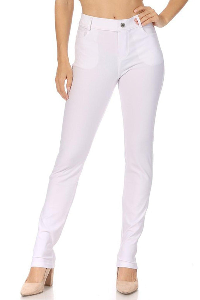 Women's Casual Comfy Slim Pocket Jeggings with Button FashionJOA