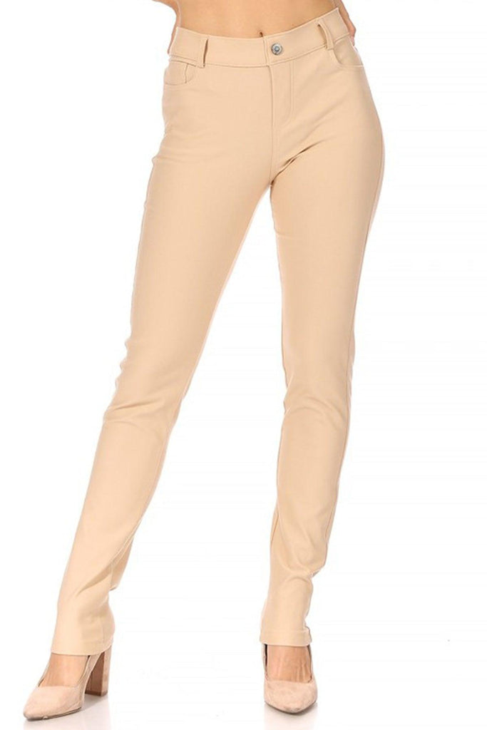 Women's Casual Comfy Slim Pocket Jeggings with Button FashionJOA