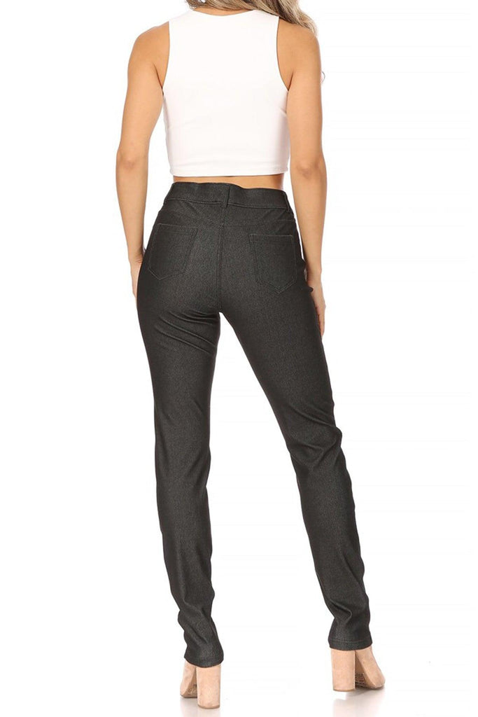 Women's Casual Comfy Slim Pocket Jeggings with Button FashionJOA