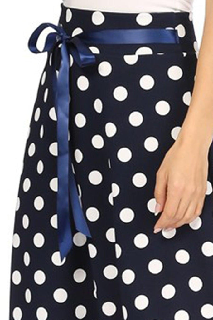 Women's Casual Floral A-line Printed High Waist Bow Tie Belted Knee Length Midi Skirt FashionJOA