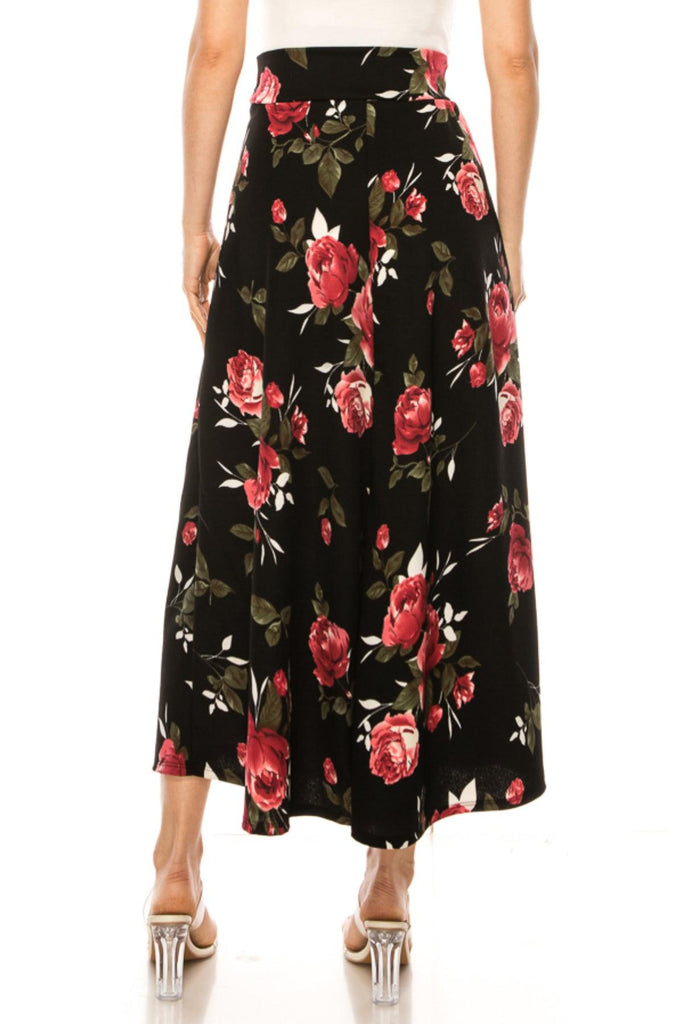 Women's Casual Floral Print A-Line Long Skirt FashionJOA