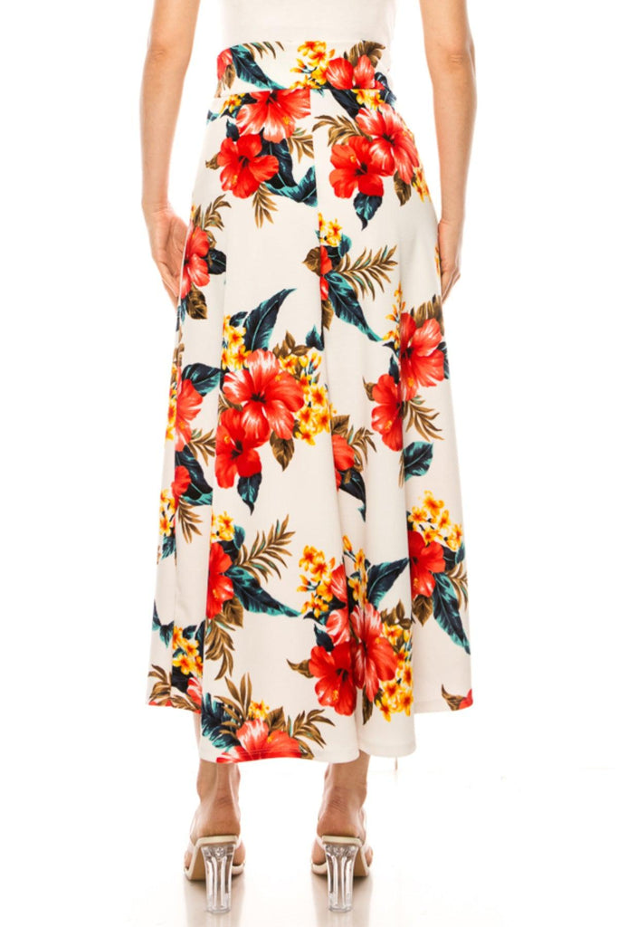 Women's Casual Floral Print A-Line Long Skirt FashionJOA