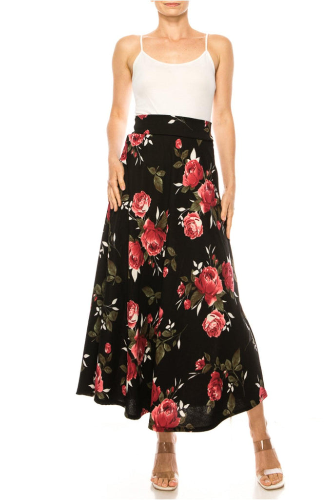 Women's Casual Floral Print A-Line Long Skirt FashionJOA