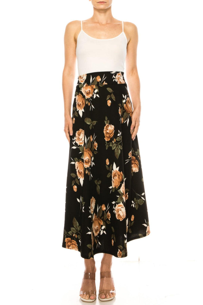 Women's Casual Floral Print A-Line Long Skirt FashionJOA