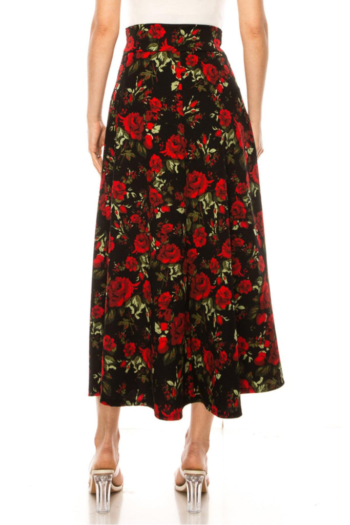 Women's Casual Floral Print A-Line Long Skirt FashionJOA