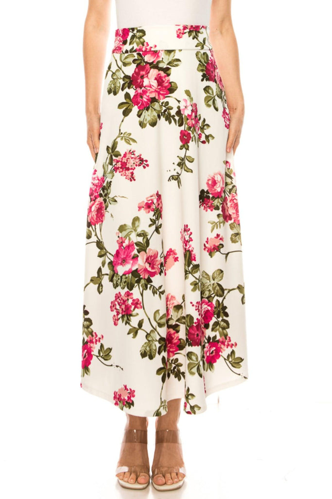 Women's Casual Floral Print A-Line Long Skirt FashionJOA