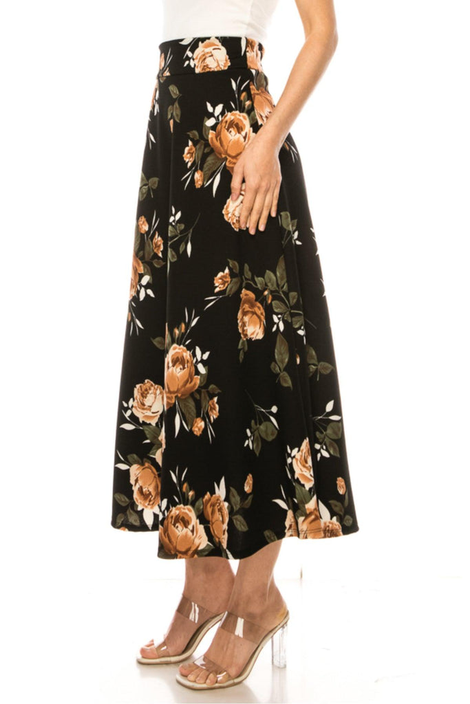 Women's Casual Floral Print A-Line Long Skirt FashionJOA