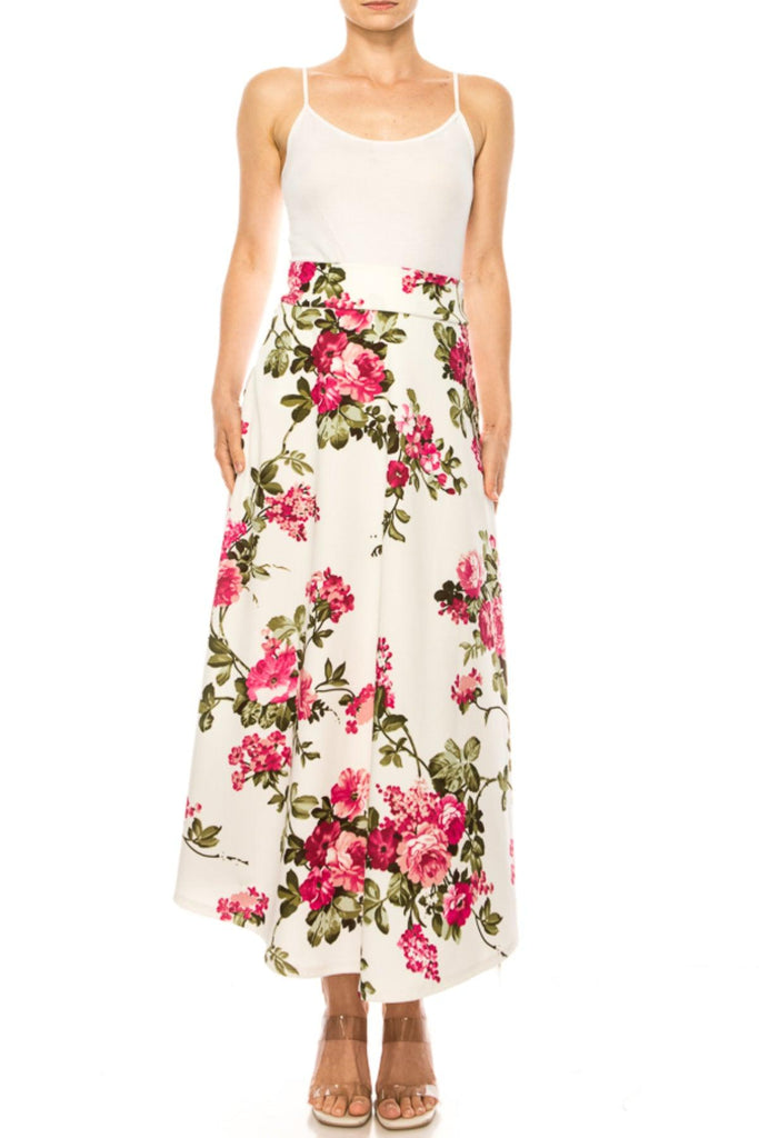 Women's Casual Floral Print A-Line Long Skirt FashionJOA