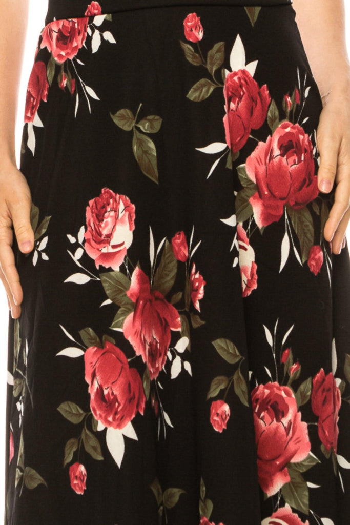 Women's Casual Floral Print A-Line Long Skirt FashionJOA