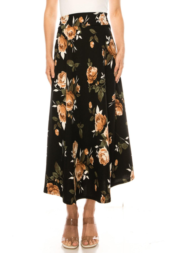 Women's Casual Floral Print A-Line Long Skirt FashionJOA