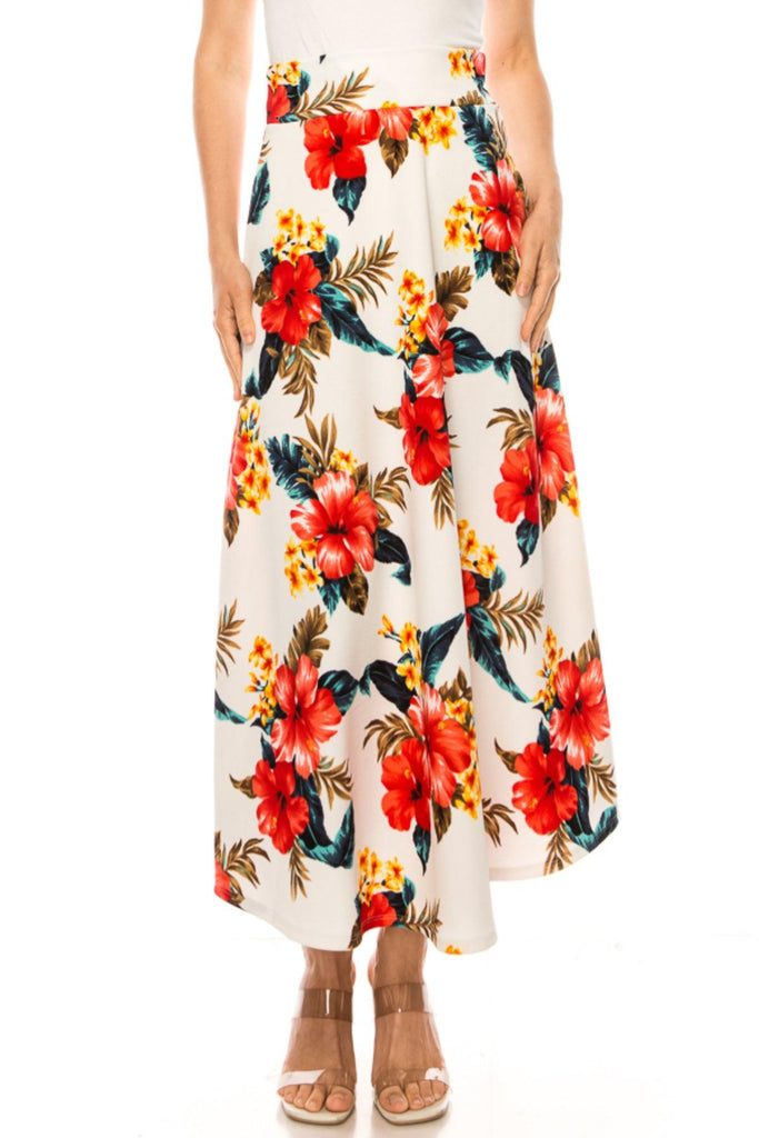 Women's Casual Floral Print A-Line Long Skirt FashionJOA