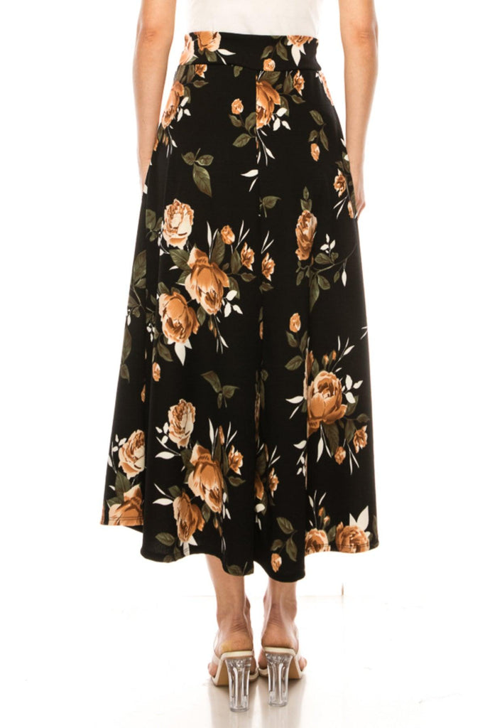 Women's Casual Floral Print A-Line Long Skirt FashionJOA