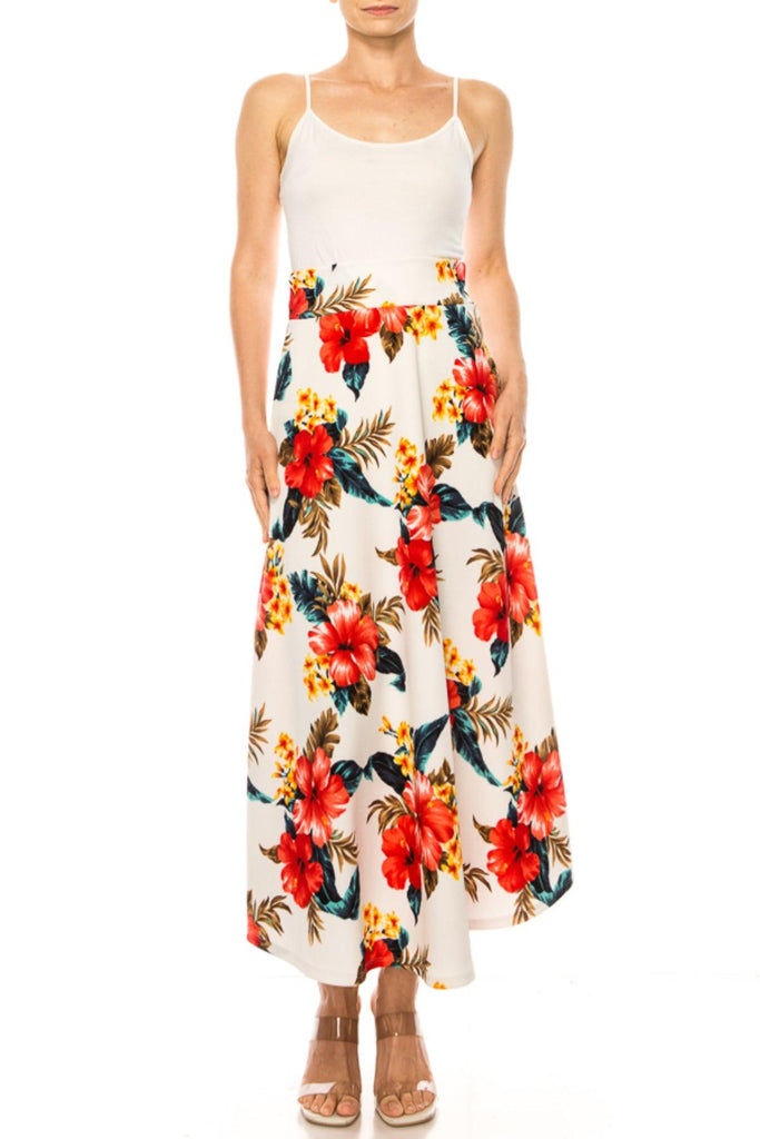 Women's Casual Floral Print A-Line Long Skirt FashionJOA