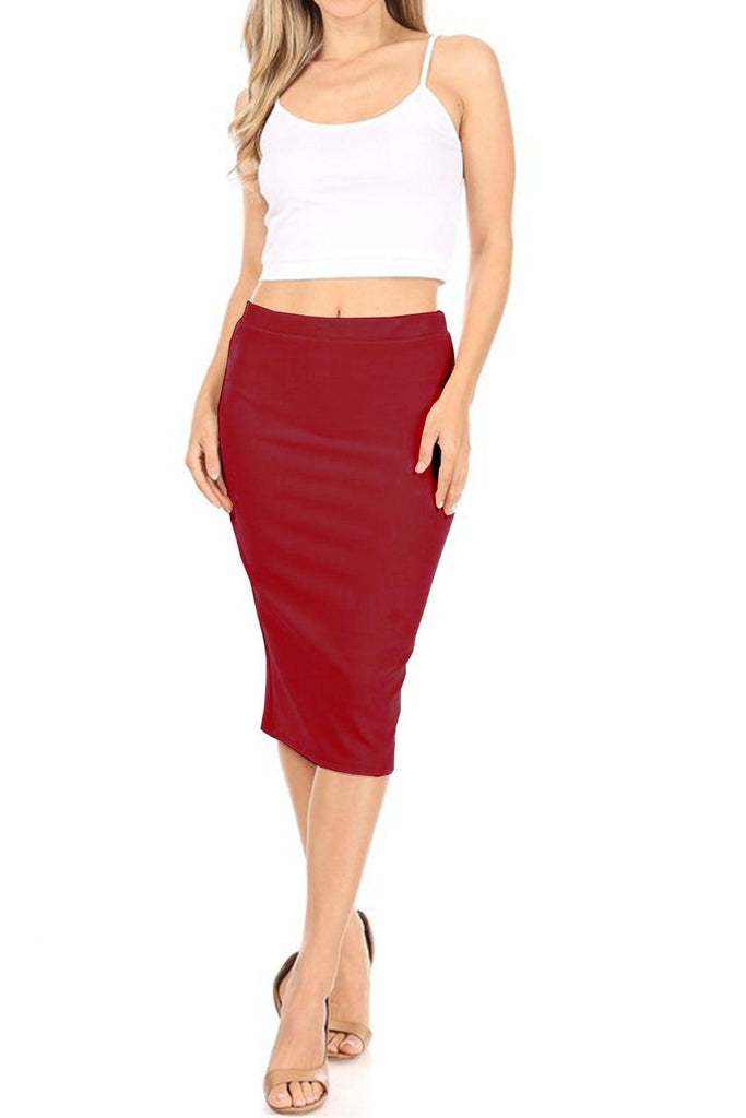 Women's Casual High Waist Slim Pull On Bodycon Pencil Solid Midi Skirt (Pack of 2) FashionJOA