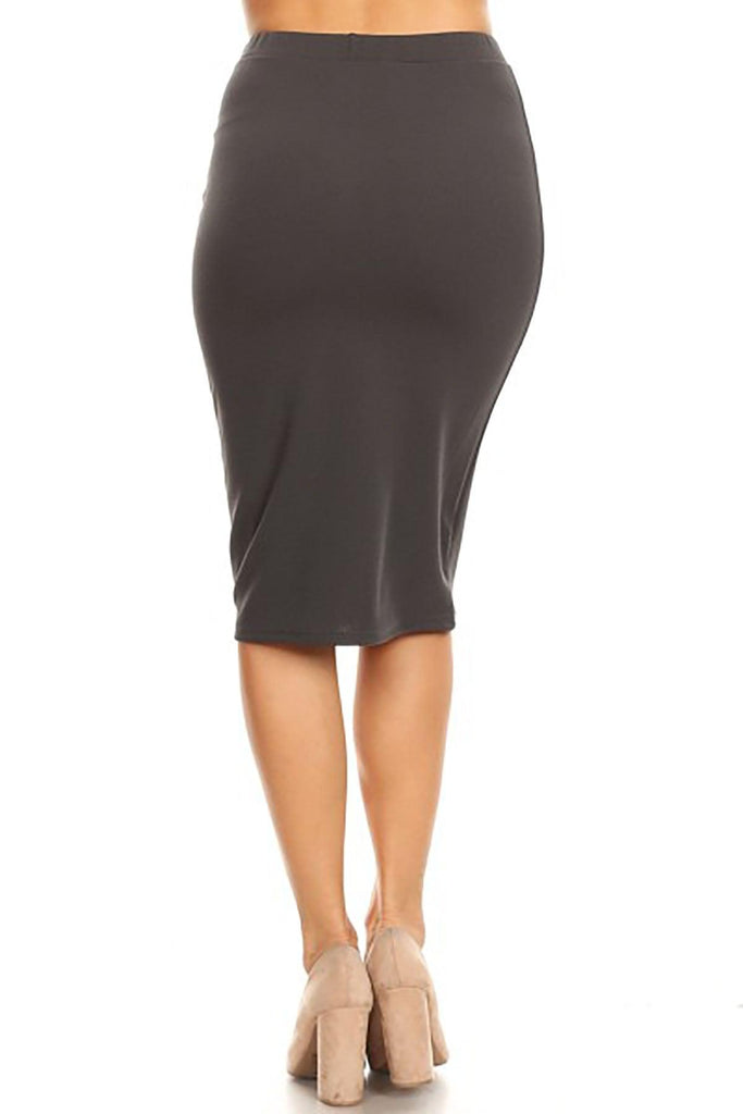 Women's Casual High Waist Slim Pull On Bodycon Pencil Solid Midi Skirt (Pack of 2) FashionJOA