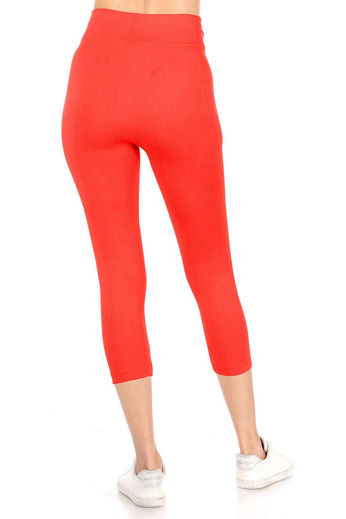 Women's Casual High Waist Solid Seamless Capri Leggings FashionJOA