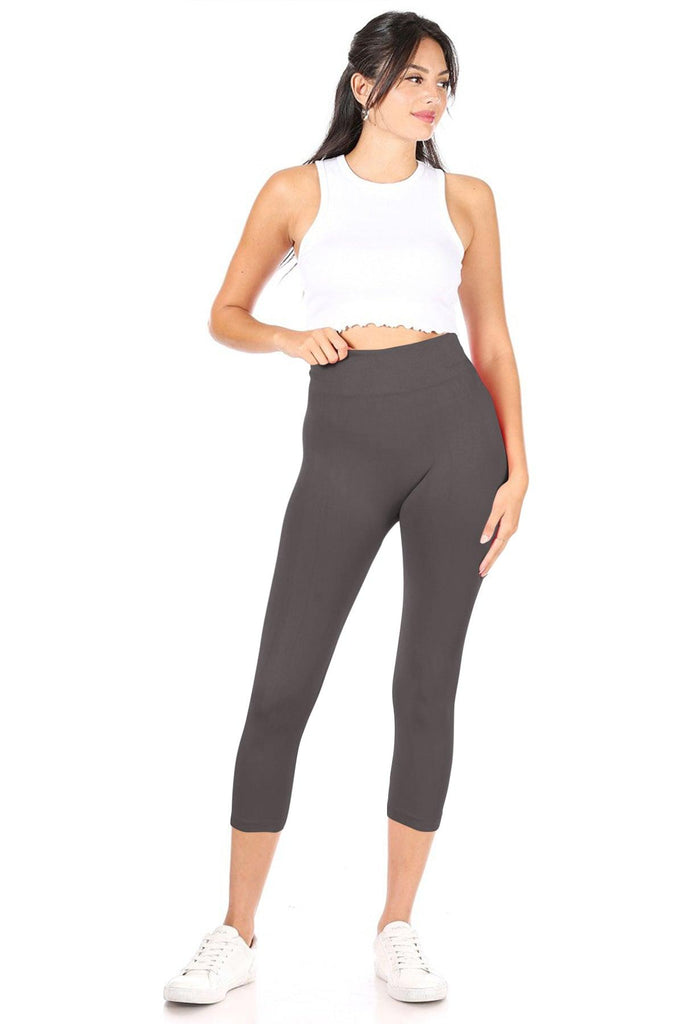 Women's Casual High Waist Solid Seamless Capri Leggings FashionJOA