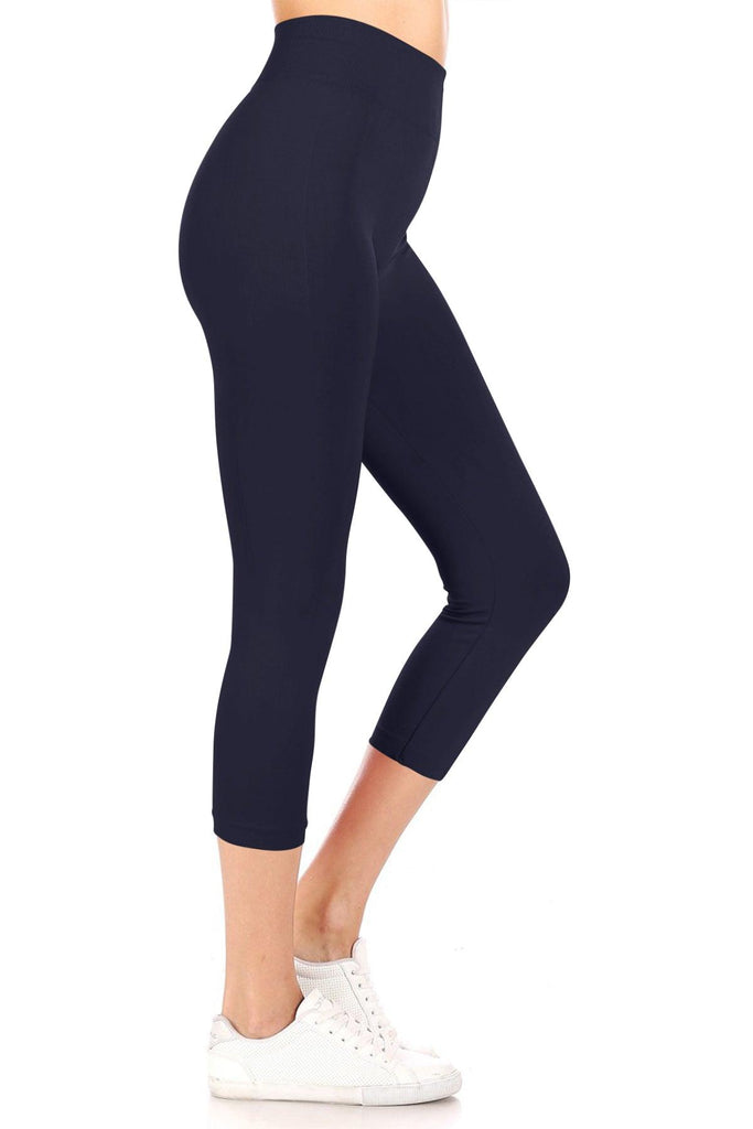 Women's Casual High Waist Solid Seamless Capri Leggings FashionJOA