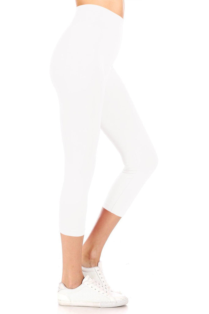 Women's Casual High Waist Solid Seamless Capri Leggings FashionJOA