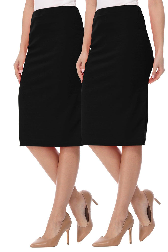 Women's Casual High Waist Stretch Pencil Skirt(Pack of 2) FashionJOA